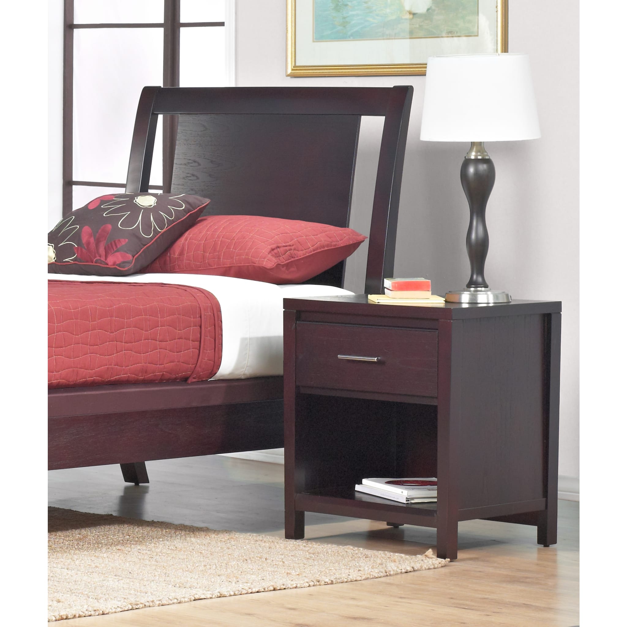 Nevis Charging Station Nightstand in Espresso