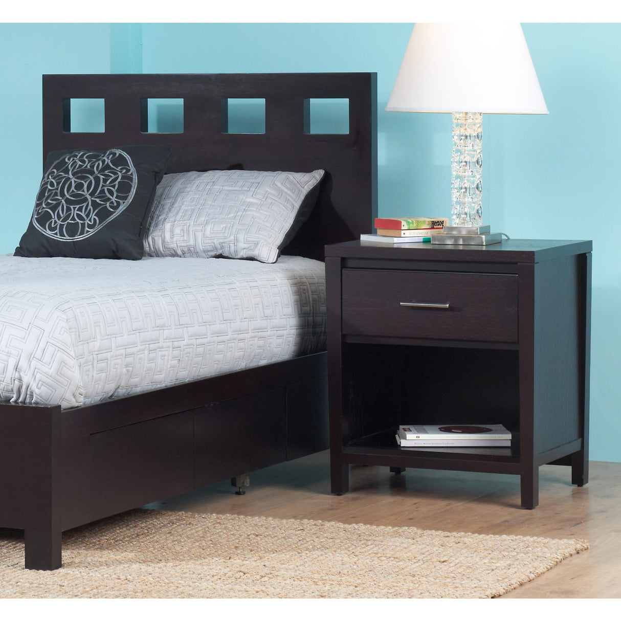 Nevis Charging Station Nightstand in Espresso