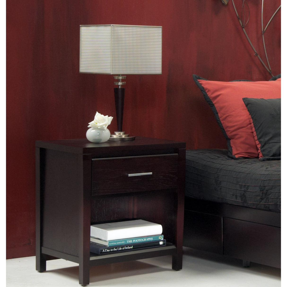 Nevis Charging Station Nightstand in Espresso