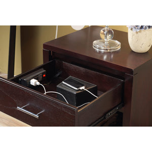 Nevis Charging Station Nightstand in Espresso