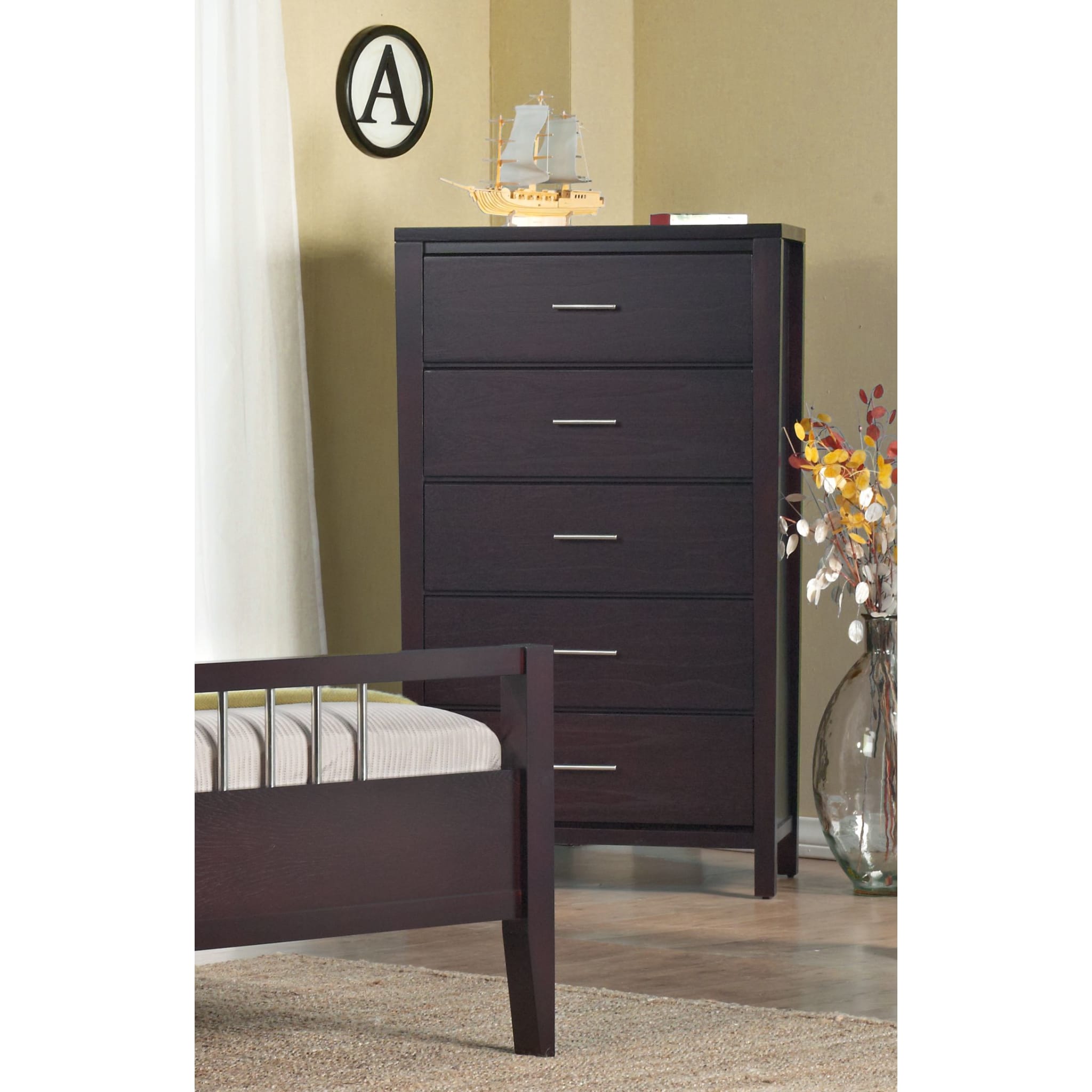Nevis Five Drawer Chest in Espresso (2024)