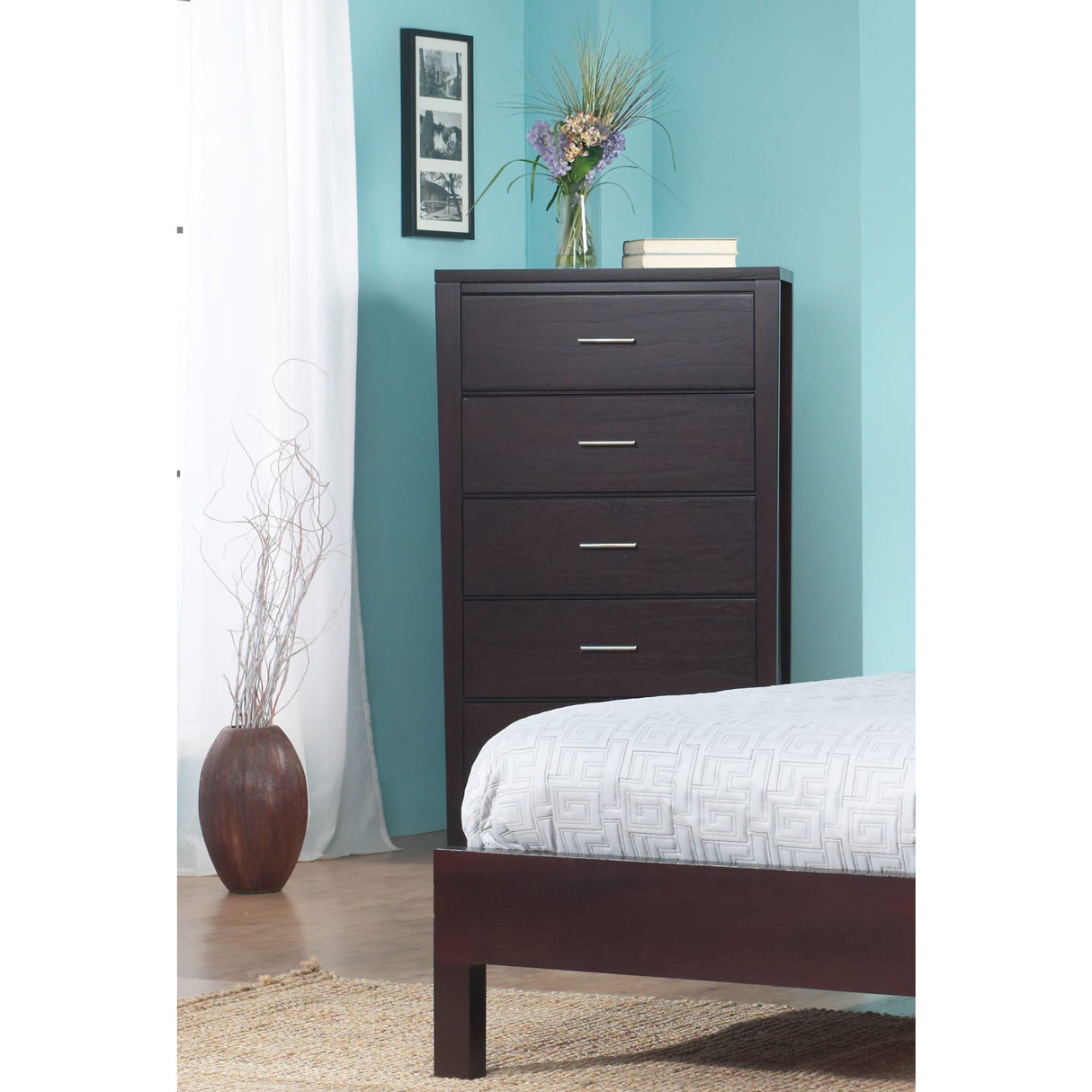 Nevis Five Drawer Chest in Espresso (2024)