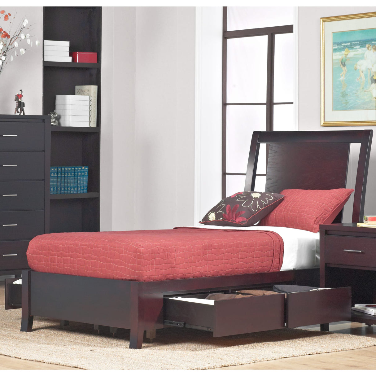Nevis Low Profile Storage Bed in Espresso
