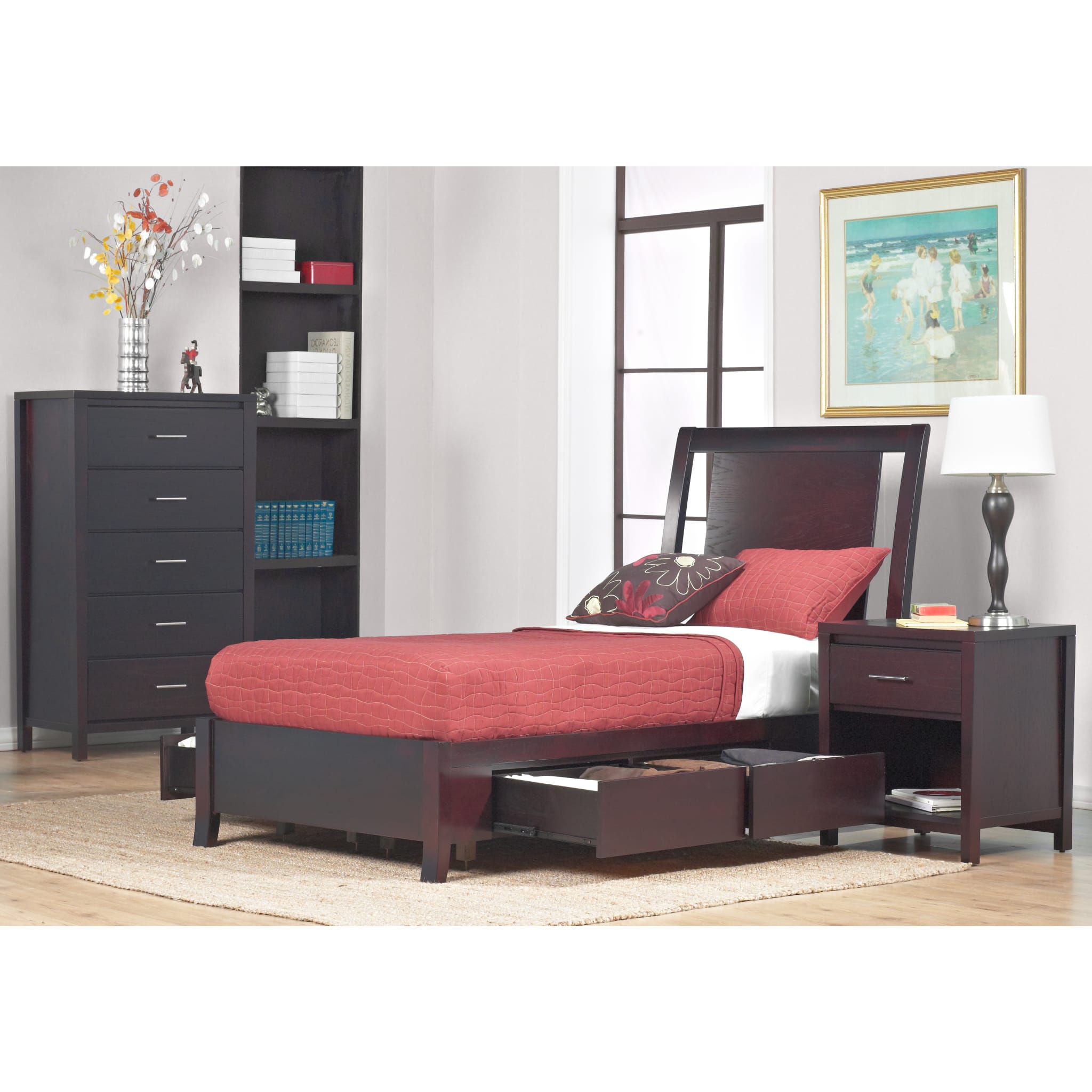 Nevis Low Profile Storage Bed in Espresso