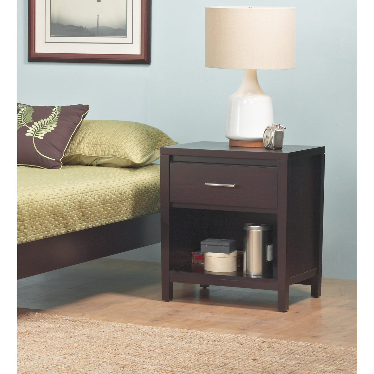 Nevis One Drawer Nightstand in Espresso