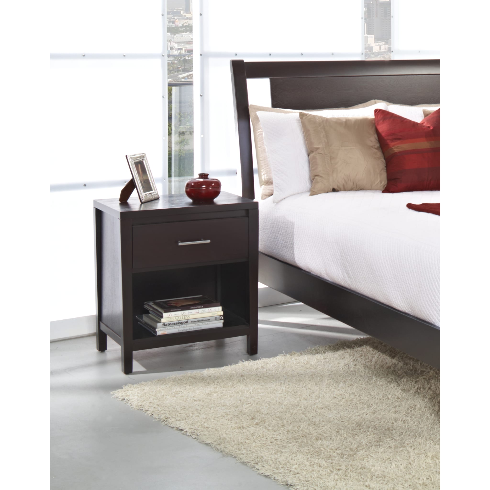 Nevis One Drawer Nightstand in Espresso