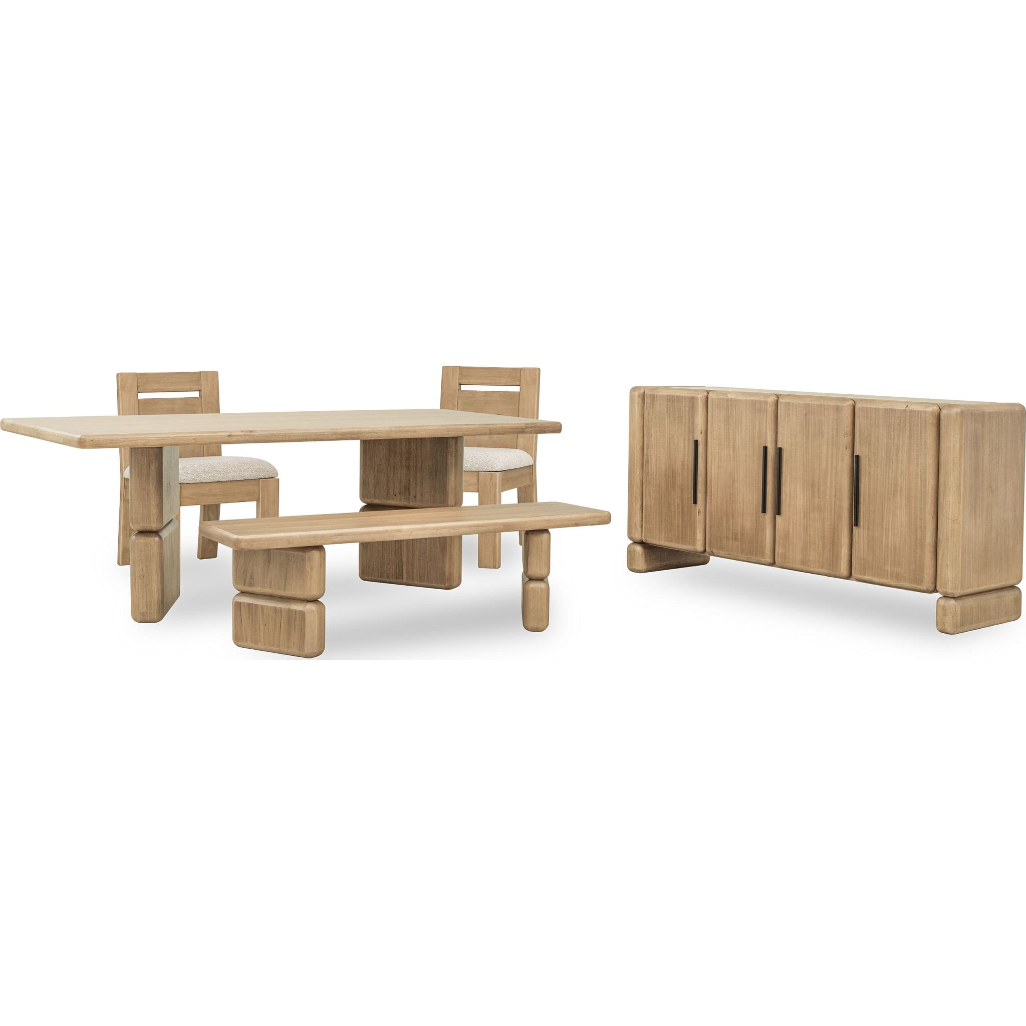 Nia Acacia Wood Dining Bench in Lioness