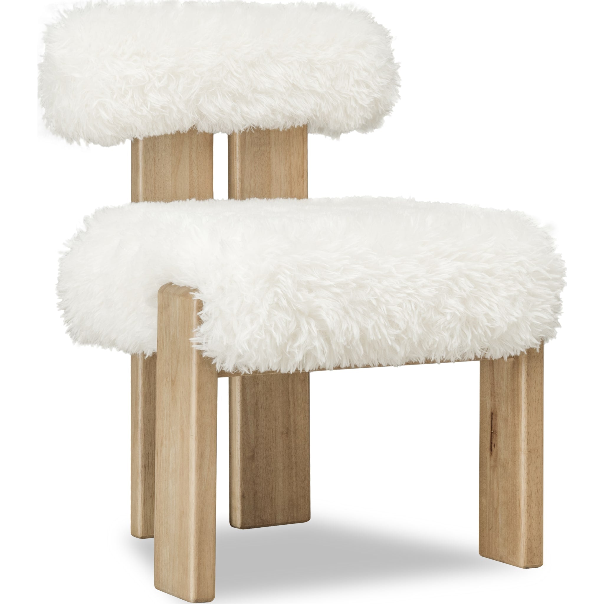 Nia Dining Accent Chair in Sheepskin and Lioness
