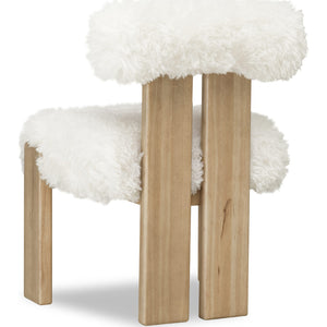 Nia Dining Accent Chair in Sheepskin and Lioness