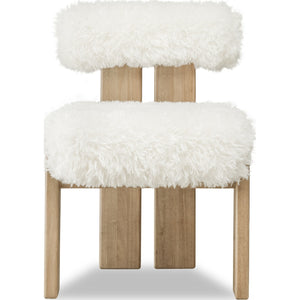 Nia Dining Accent Chair in Sheepskin and Lioness