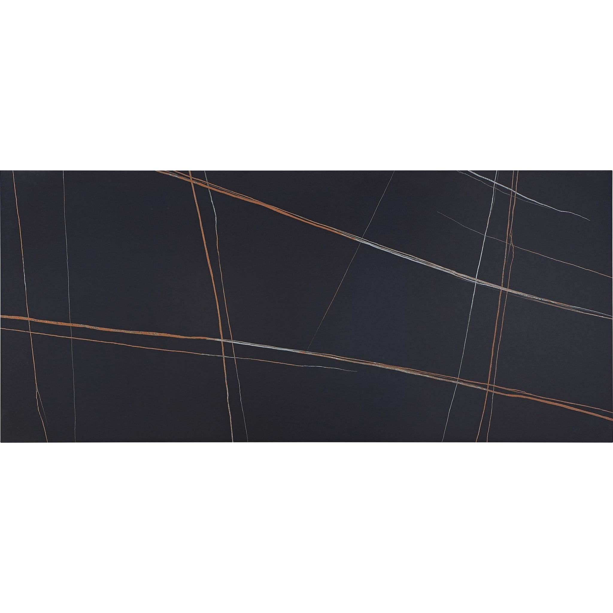 Nicoya Stone Top Rectangular Dining Table in Black Stone and Black Metal