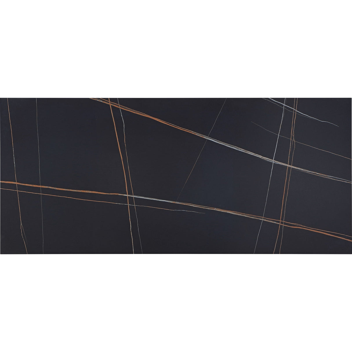 Nicoya Stone Top Rectangular Dining Table in Black Stone and Black Metal