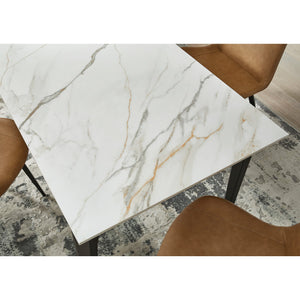 Nicoya Stone Top Rectangular Dining Table in Pumpkin Spice Stone and Black Metal