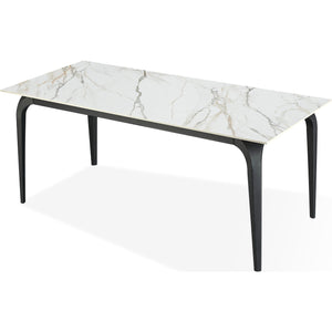 Nicoya Stone Top Rectangular Dining Table in Pumpkin Spice Stone and Black Metal