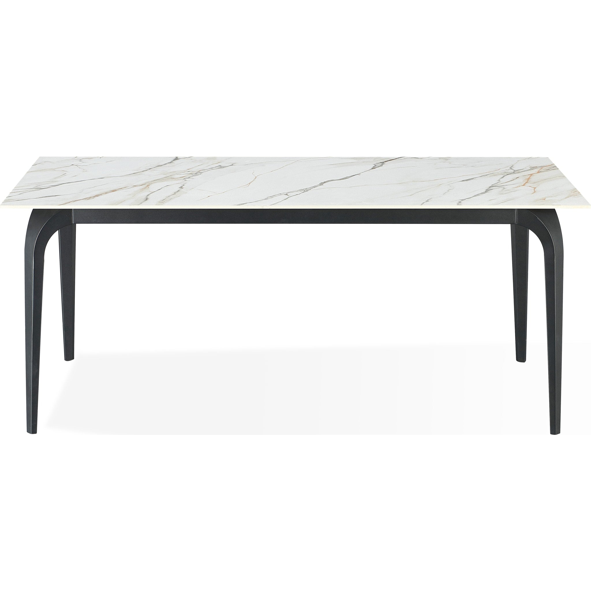 Nicoya Stone Top Rectangular Dining Table in Pumpkin Spice Stone and Black Metal