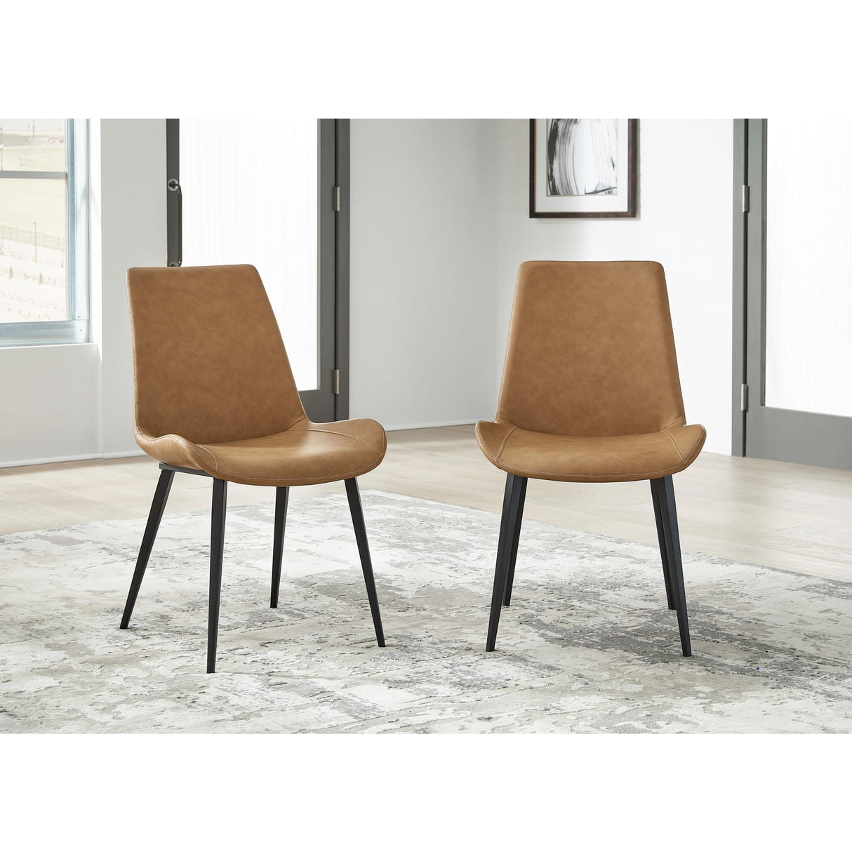 Nicoya Upholstered Dining Chair in Buckskin Synthetic Leather and Black
