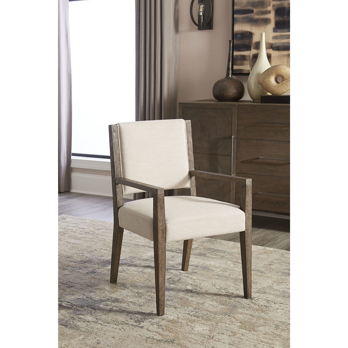 Oakland Upholstered Arm Chair in Brunette