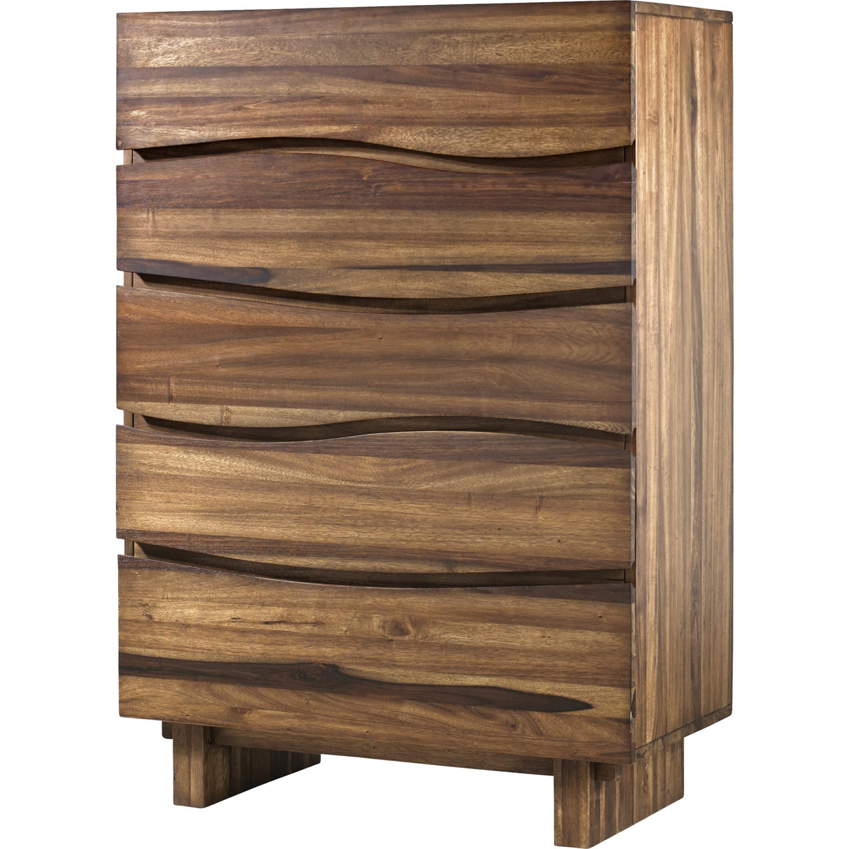 Ocean Five Drawer Solid Wood Chest in Natural Sengon (2024)