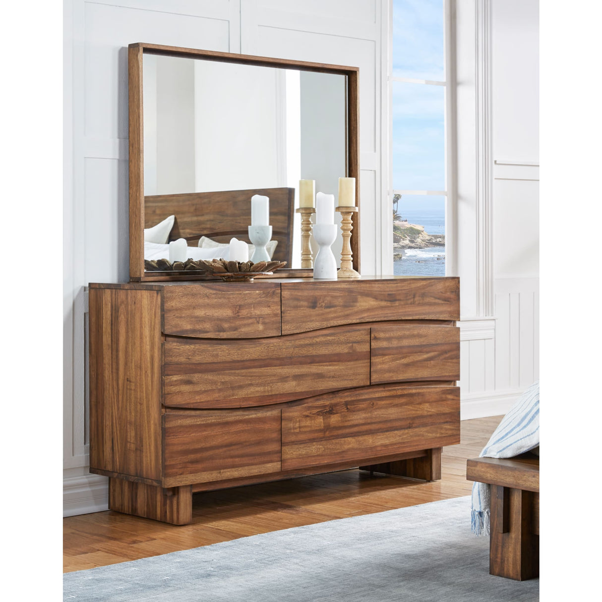 Ocean Six Drawer Solid Wood Dresser in Natural Sengon (2024)