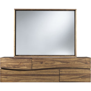 Ocean Solid Wood Floating Glass Mirror in Natural Sengon