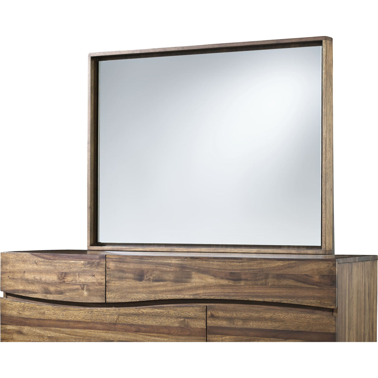 Ocean Solid Wood Floating Glass Mirror in Natural Sengon