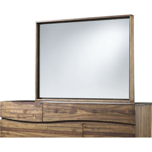 Ocean Solid Wood Floating Glass Mirror in Natural Sengon