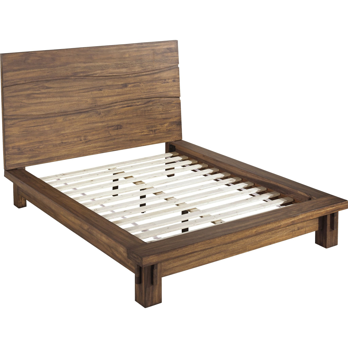 Ocean Solid Wood Platform Bed in Natural Sengon