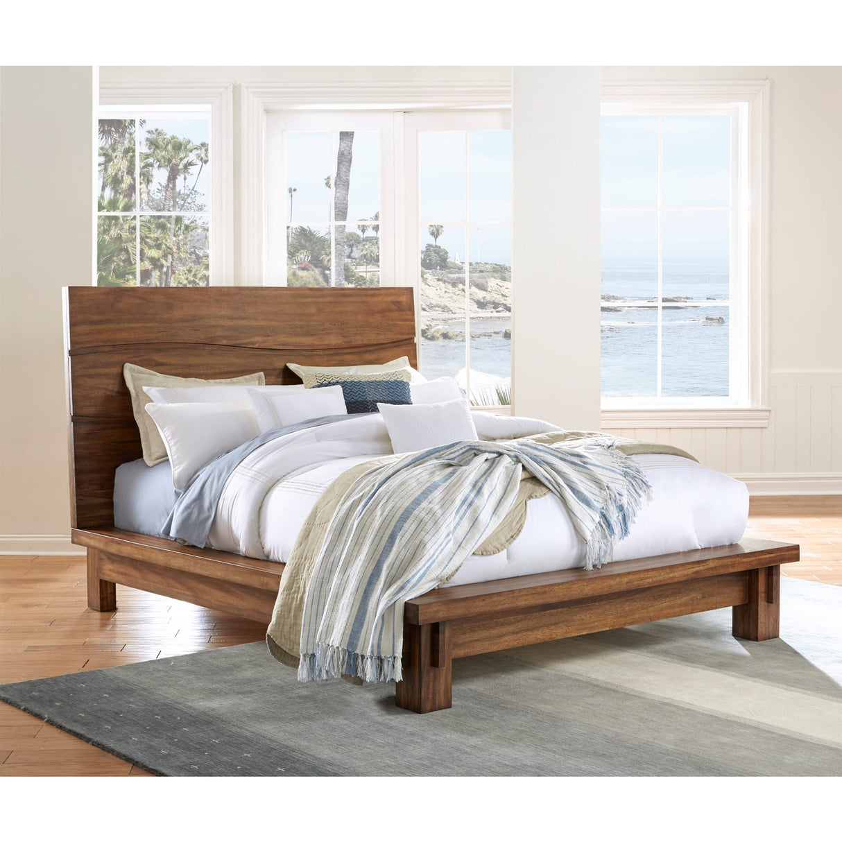 Ocean Solid Wood Platform Bed in Natural Sengon