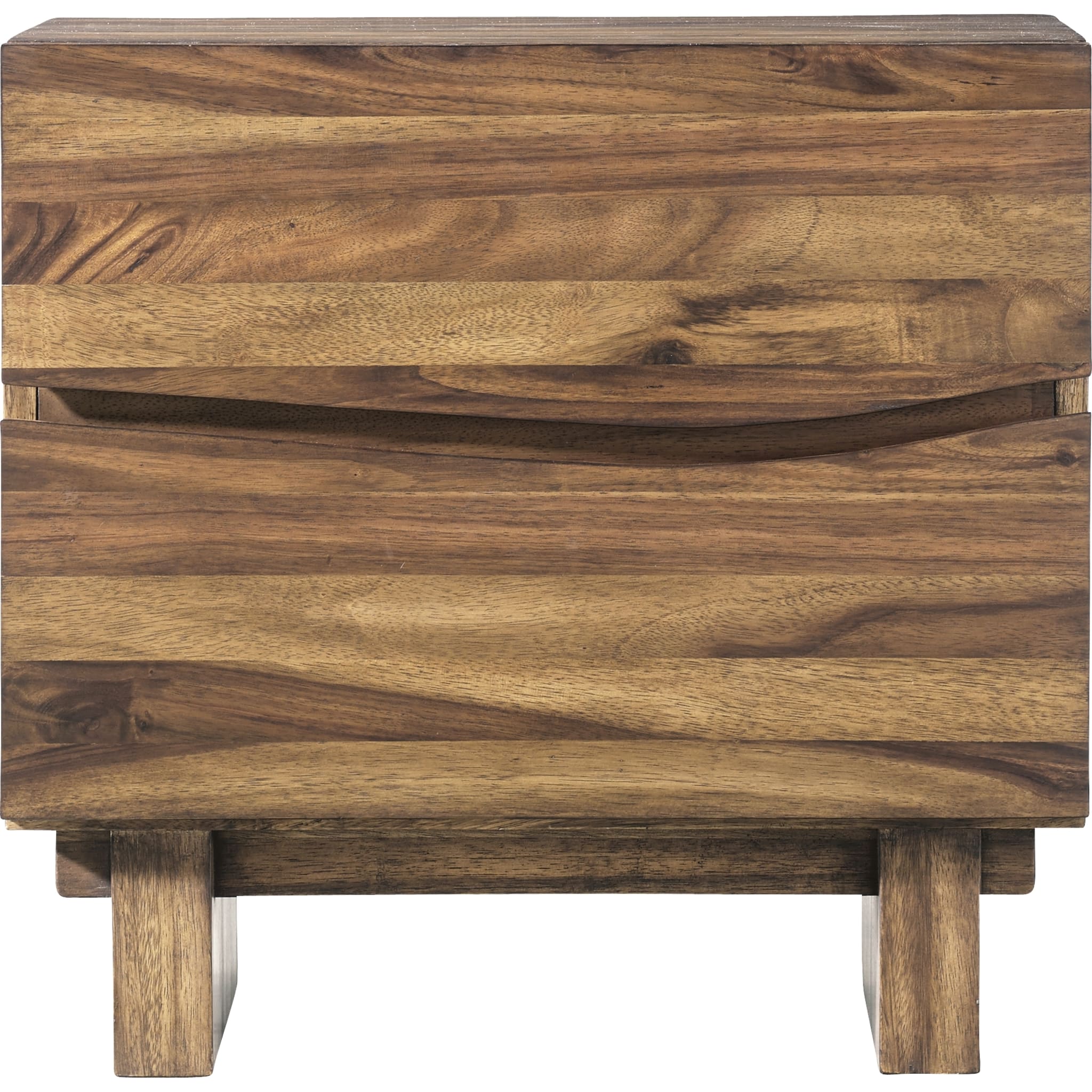Ocean Two Drawer Solid Wood Nightstand in Natural Sengon