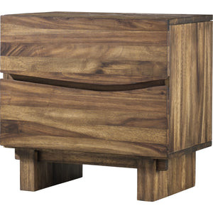 Ocean Two Drawer Solid Wood Nightstand in Natural Sengon
