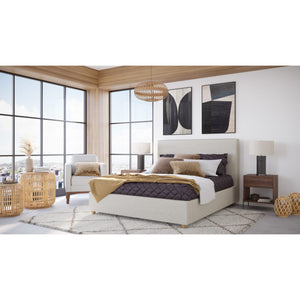 Olivia Upholstered Platform Bed in Ivory