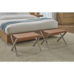 One Coastal Modern Director's Stool in Stainless Steel and Leather