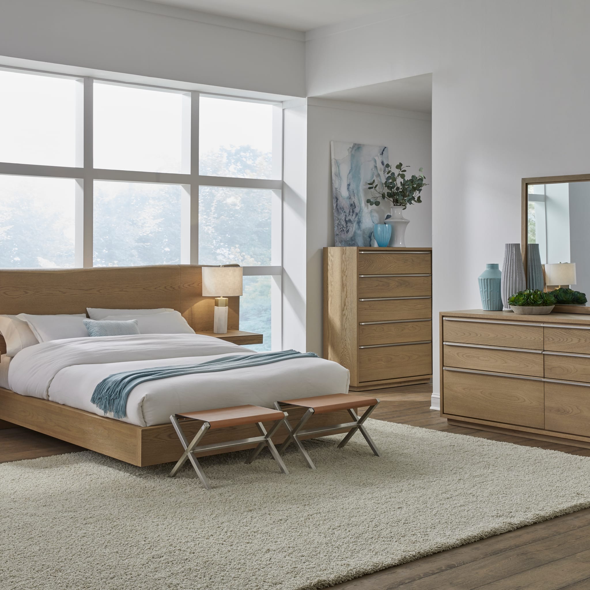 One Coastal Modern Six Drawer Dresser in Bisque