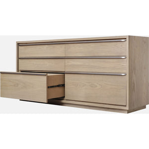 One Coastal Modern Six Drawer Dresser in Bisque