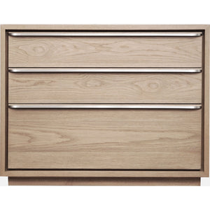 One Coastal Modern Three Drawer USB-charging Nightstand in Bisque