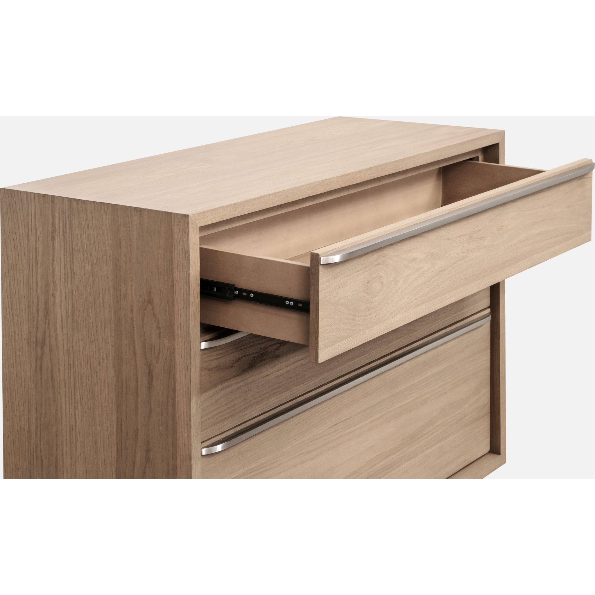 One Coastal Modern Three Drawer USB-charging Nightstand in Bisque