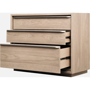 One Coastal Modern Three Drawer USB-charging Nightstand in Bisque