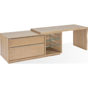 One Live Edge Edge Executive Desk in White Oak and Glass