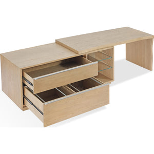 One Live Edge Edge Executive Desk in White Oak and Glass