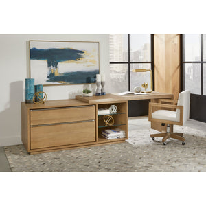 One Live Edge Edge Executive Desk in White Oak and Glass