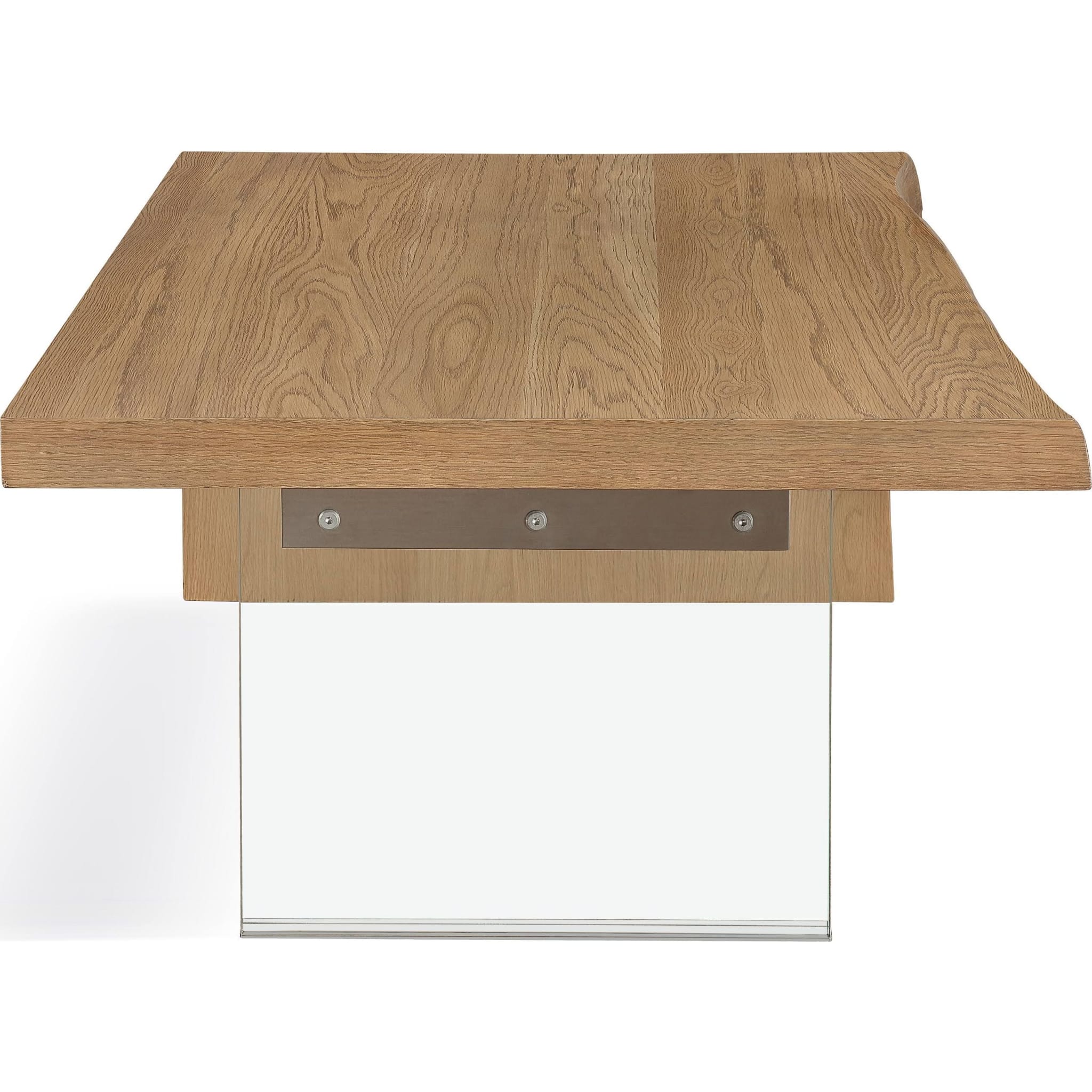 One Live-Edge White Oak and Glass Coffee Table in Bisque