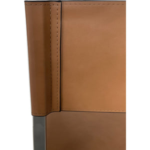 One Modern Coastal Director's Dining Arm Chair in Cognac and Brushed Stainless Steel