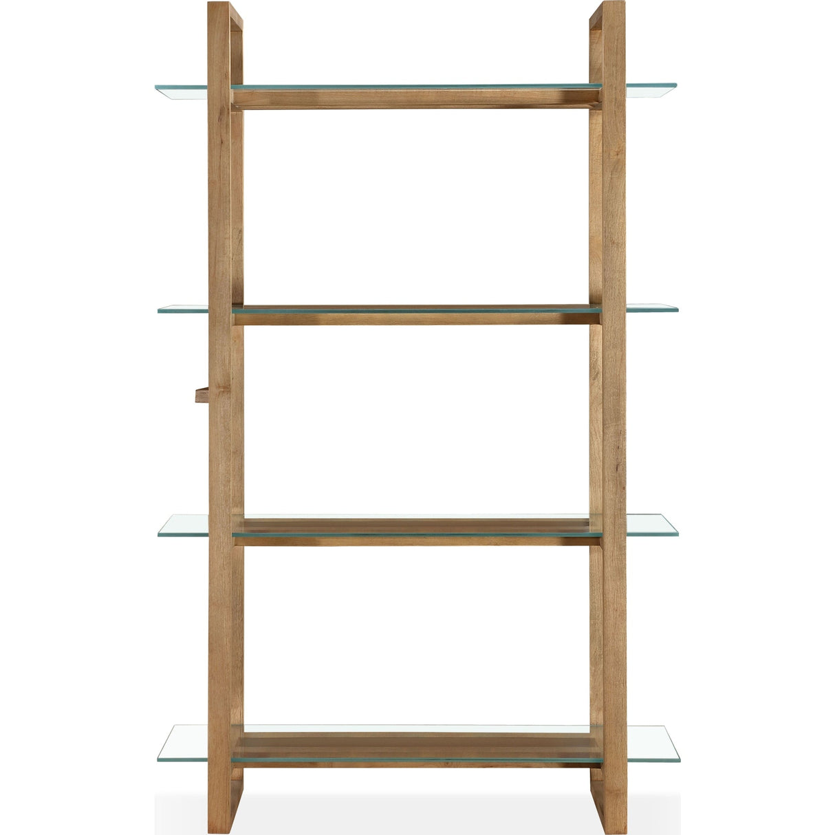 One Modern Coastal Glass Shelf Bookcase in Solid Wood