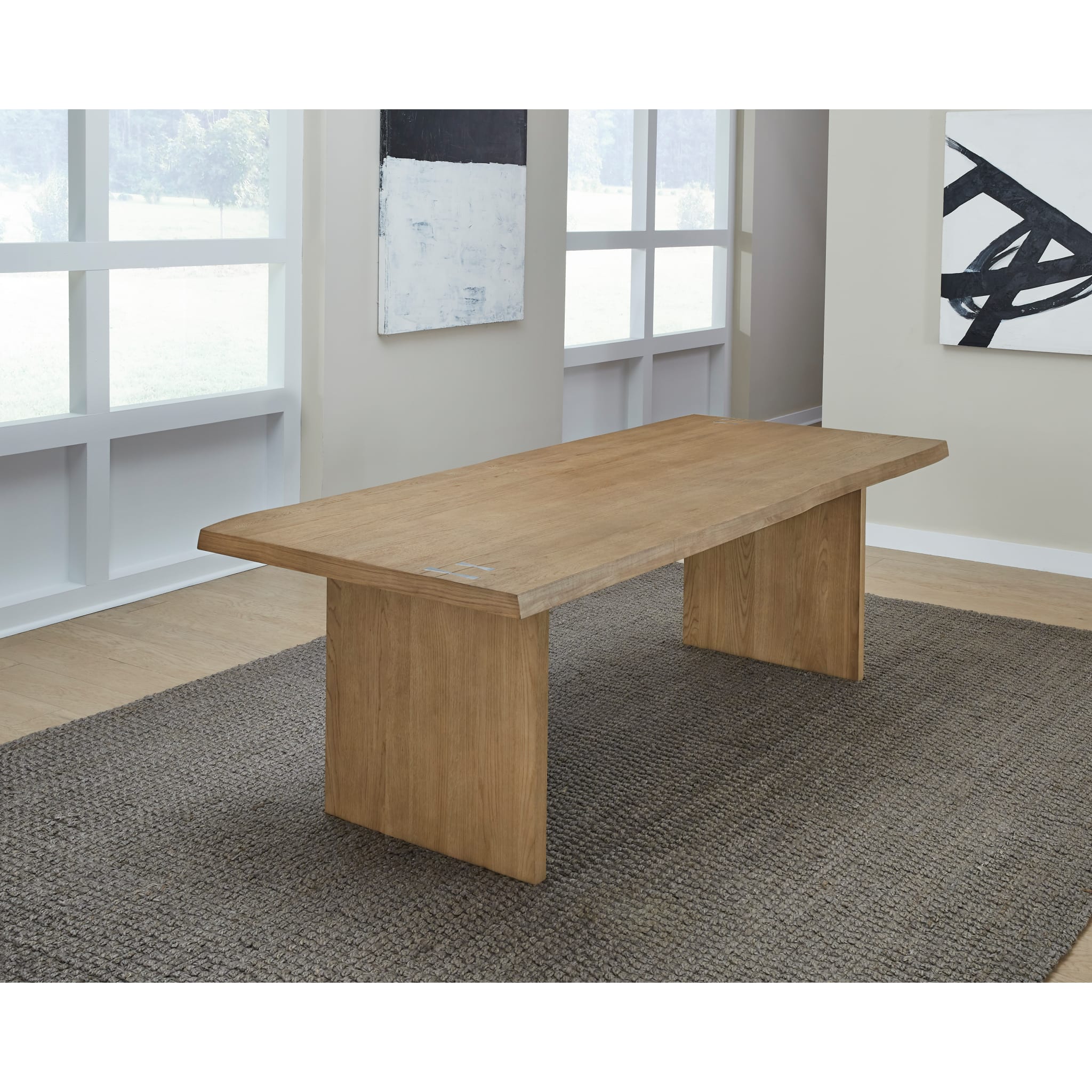 One Modern Coastal Live Edge Dining Table in White Oak