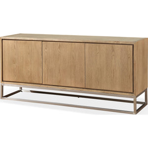 One Modern Coastal Metal Base Sideboard in White Oak and Brushed Stainless Steel