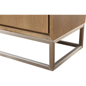 One Modern Coastal Metal Base Sideboard in White Oak and Brushed Stainless Steel