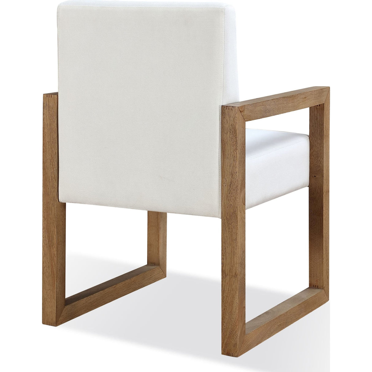 One Modern Coastal Sled Leg Upholstered Dining Arm Chair in White Pearl and Bisque