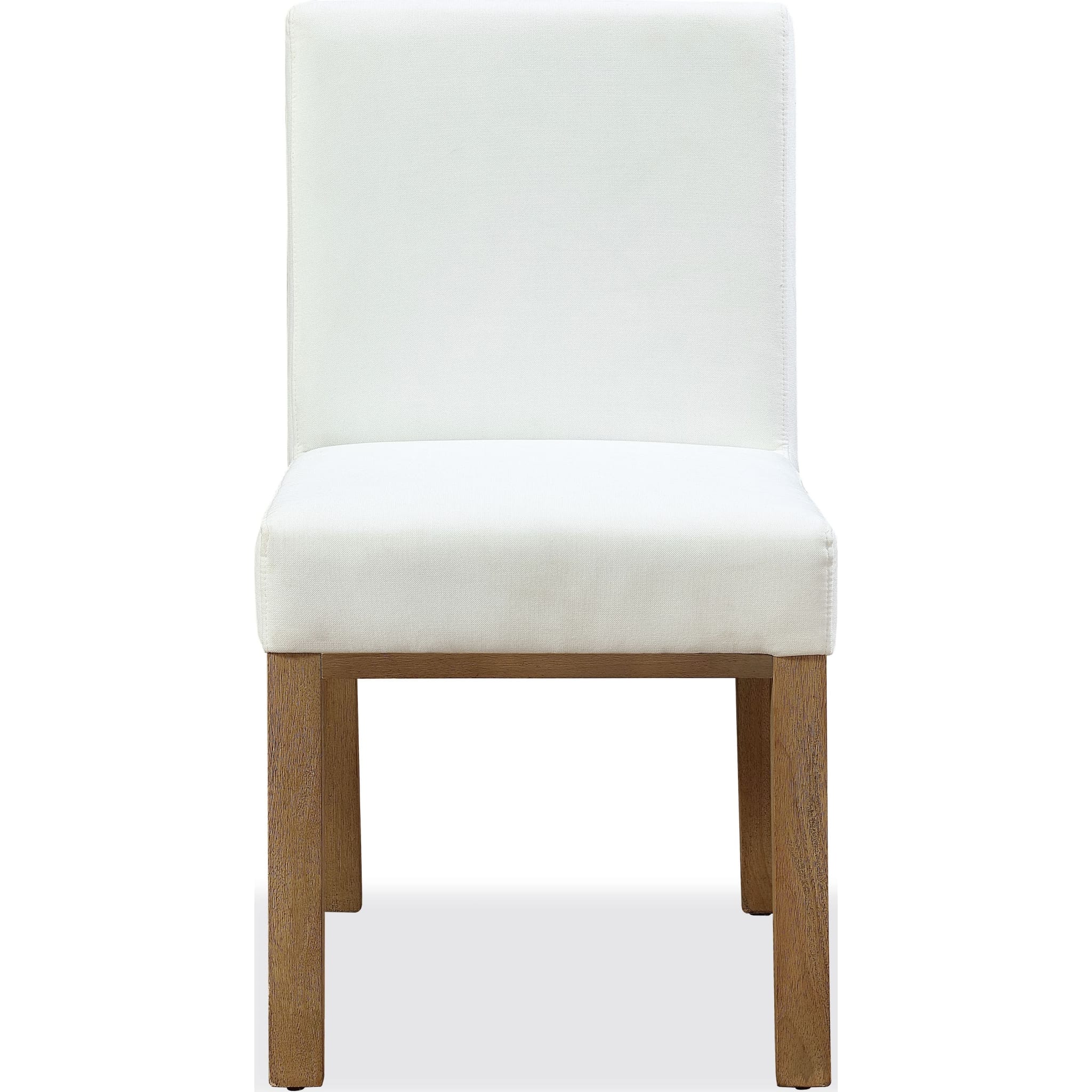 One Modern Coastal Upholstered Dining Side Chair in White Pearl and Bisque