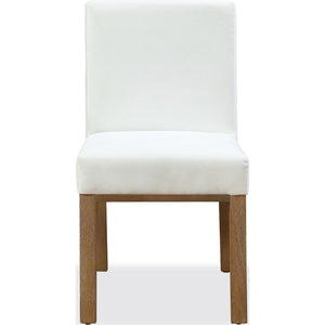 One Modern Coastal Upholstered Dining Side Chair in White Pearl and Bisque