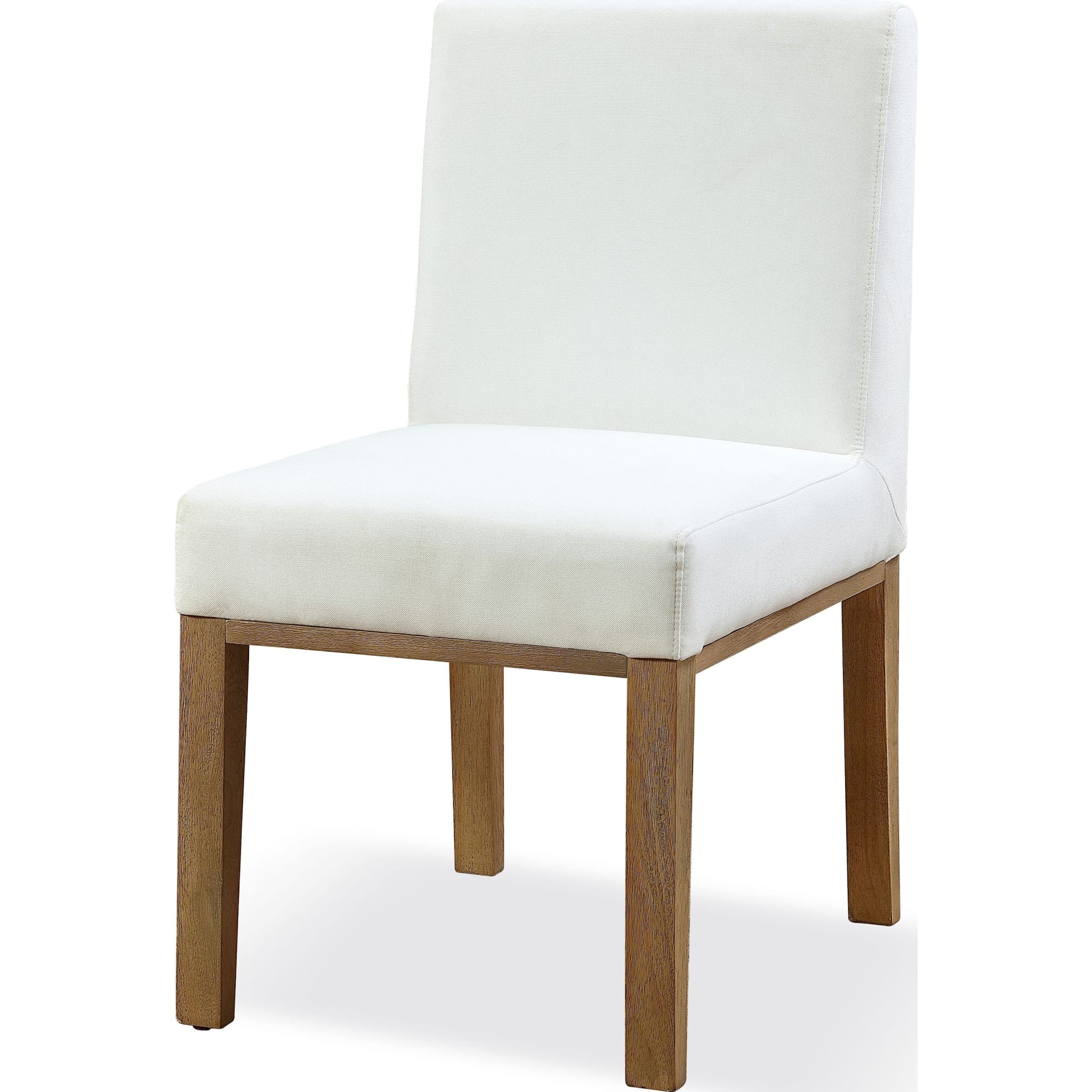 One Modern Coastal Upholstered Dining Side Chair in White Pearl and Bisque